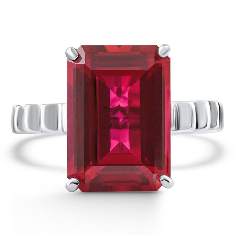 Bliss Diamond 14x10mm Ruby Jasmine Ring White Gold Lab Grown - 7.5