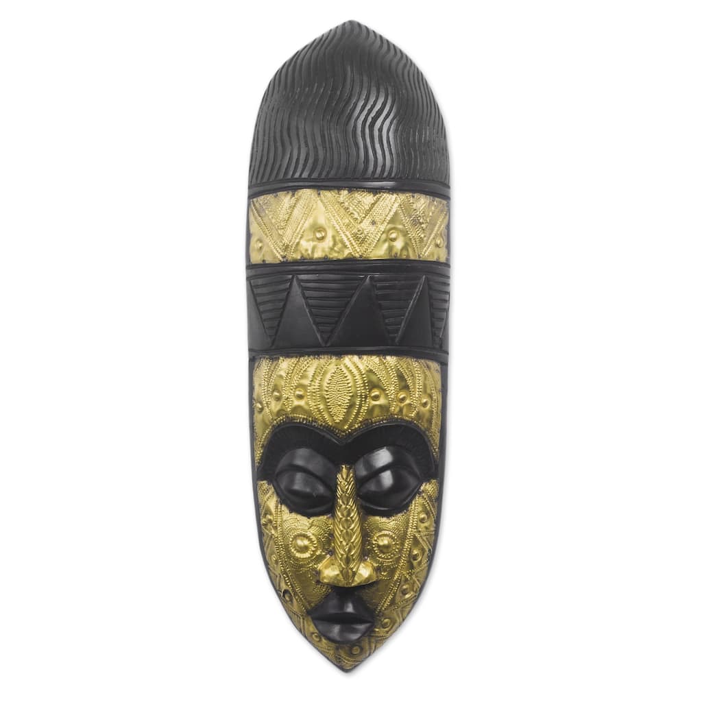 Novica Handmade Gold Face African Wood Mask