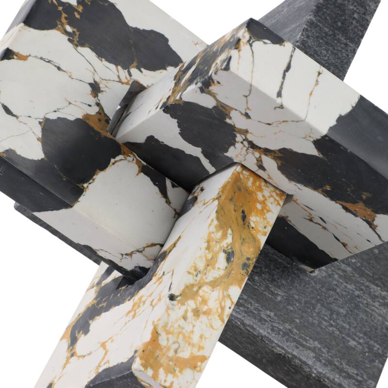Stone Marble Decorative Object Geometric Sculpture Handcrafted Accent