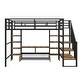 preview thumbnail 14 of 13, Full Size Metal Loft Bed with Staircase,Two 4-Tier Shelves,Low Table With 2 Mesh Shelves