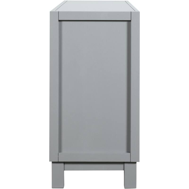 Large Storage Space Sideboard, 4 Door Buffet Cabinet with Pull Ring Handles