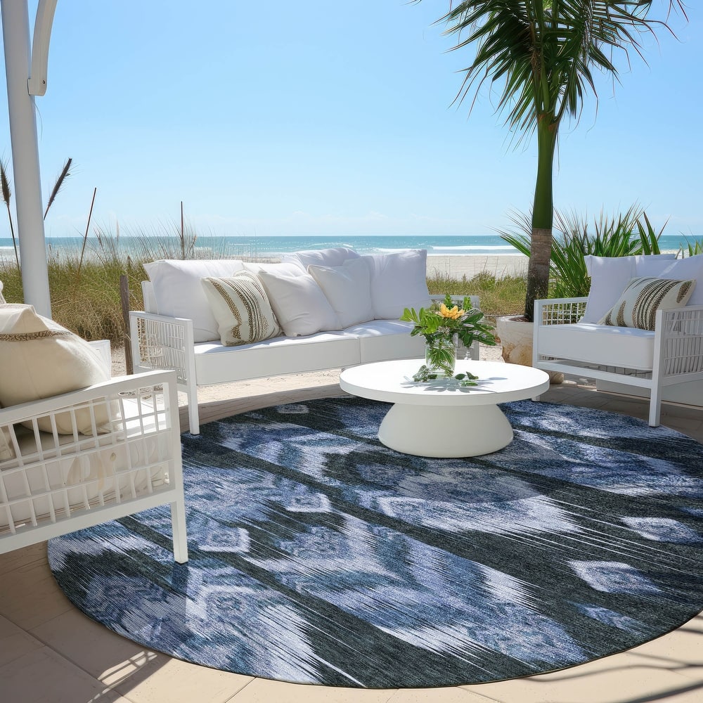 Machine Washable Indoor/ Outdoor Chantille Abstract Boho Rug