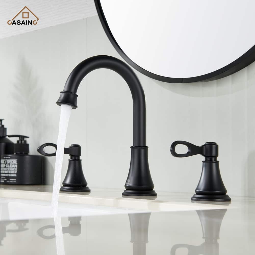 8 in. Widespread Double Handle Bathroom Faucet with Drain Kit Included