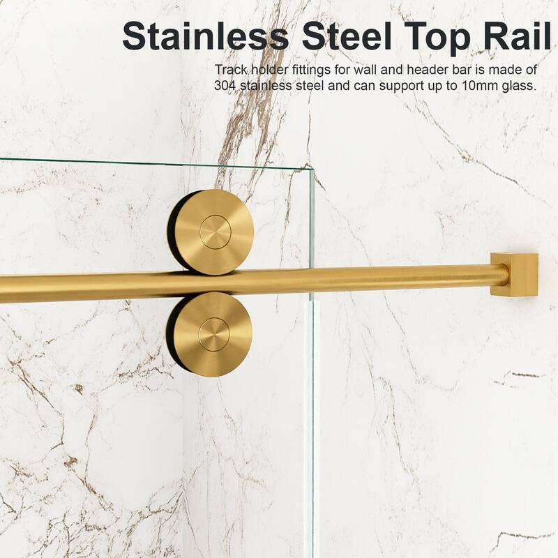 56"-60"W x 72"H Frameless Single Sliding Shower Door - 5/16" (8mm) Clear Tempered Glass