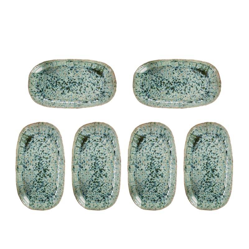 Stoneware Platter with Reactive Crackle Glaze - 14.8"L x 8.3"W x 1.3"H