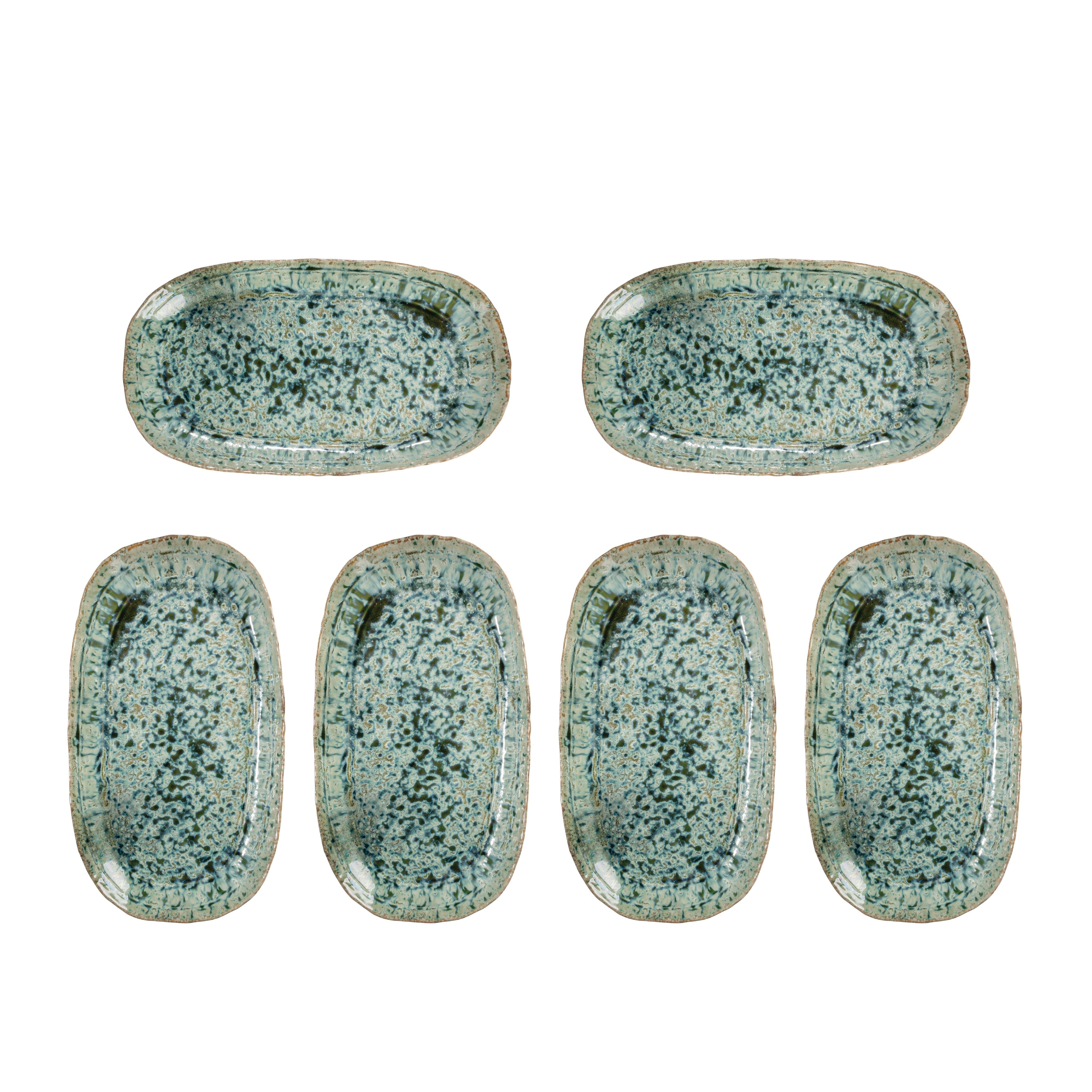 Stoneware Platter with Reactive Crackle Glaze