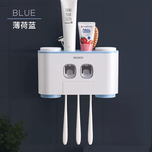 Wall-mounted toothbrush holder set with mouthwash cup - Bed Bath