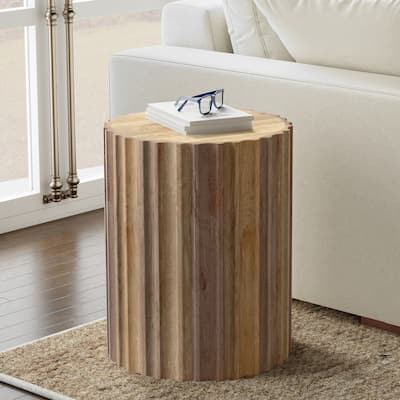 WYNDENHALL Doncaster 16" Wide Solid Mango Boho Contemporary End Table in Natural & Assembled - 16" D x 16" W x 20" H