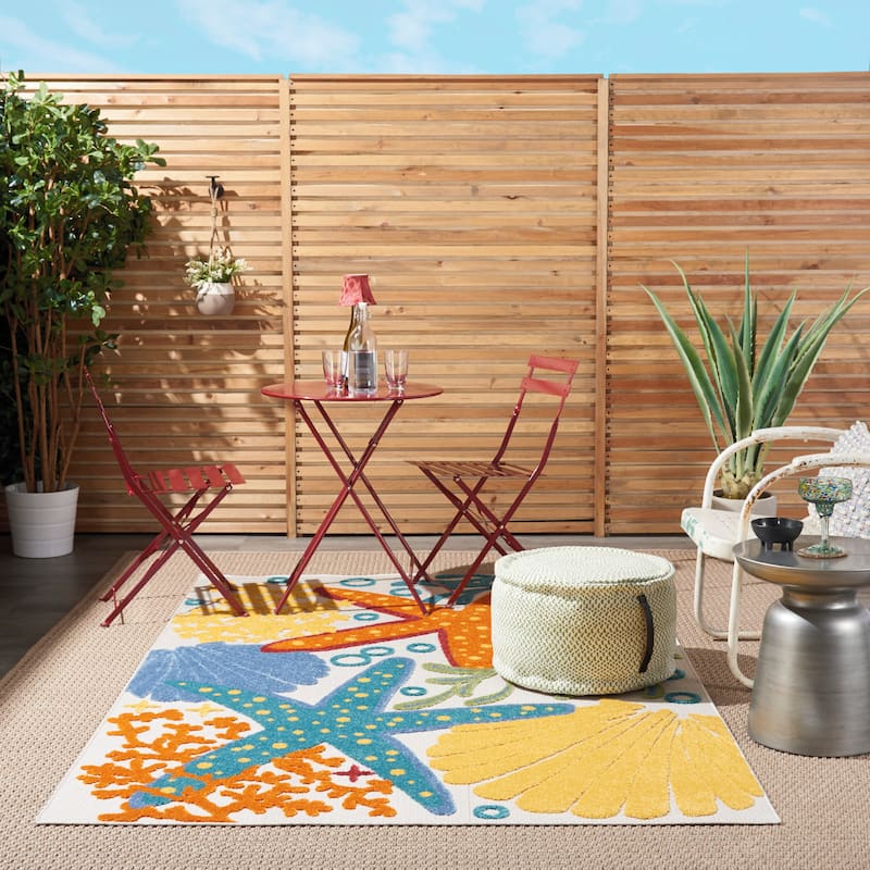 Nourison Aloha Coastal Beach Starfish Indoor/Outdoor Area Rug