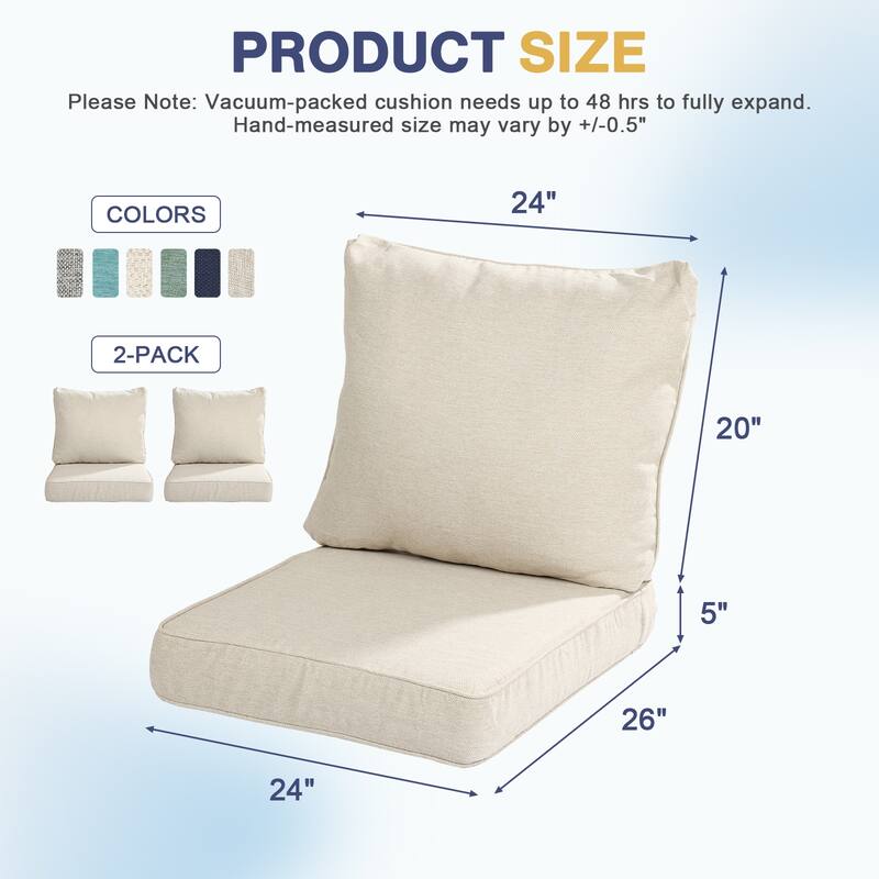Aoodor Outdoor Seat/Back Cushion Set of 2