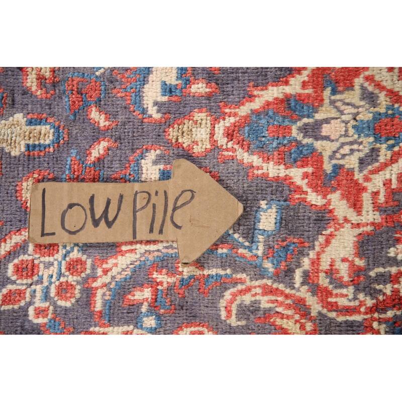 Hand Knotted Oriental 100% Wool Carpet Traditional Floral Navy Blue & Blues Mahal Runner Rug - 10' 10'' X 3' 3''