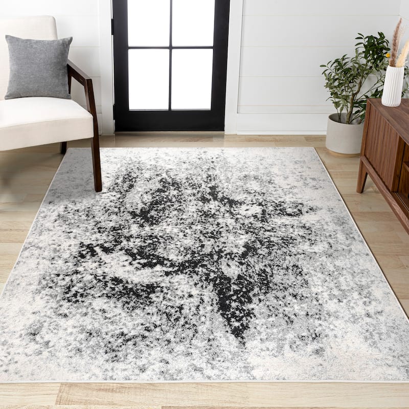 JONATHAN Y Storm Modern Abstract Area Rug - 4 X 6 - Cream/Gray
