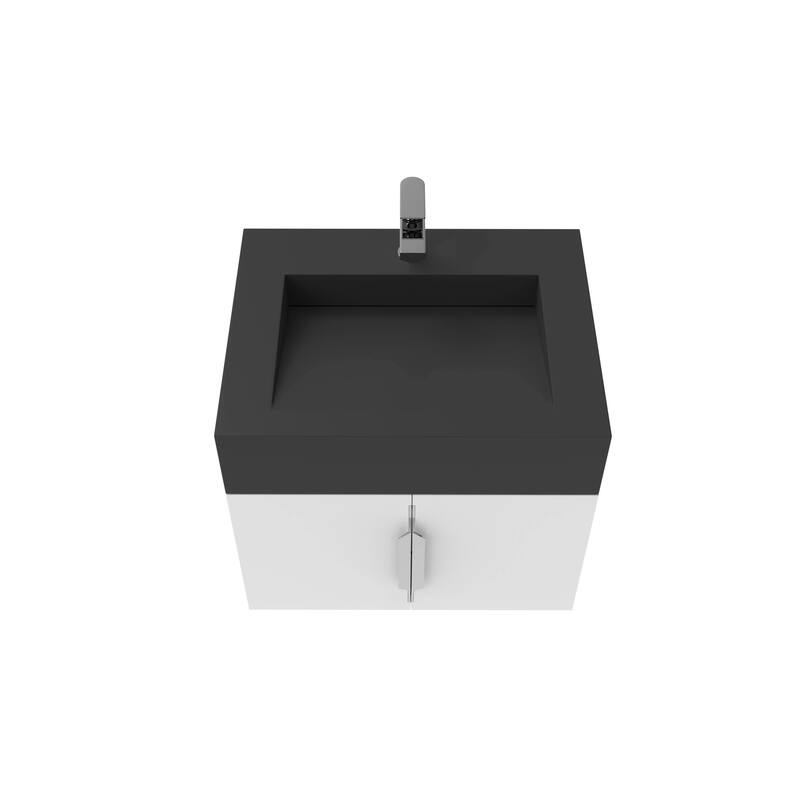 Nile 24-Inch Wall Mounted Bathroom Vanity Set w/ Black Top