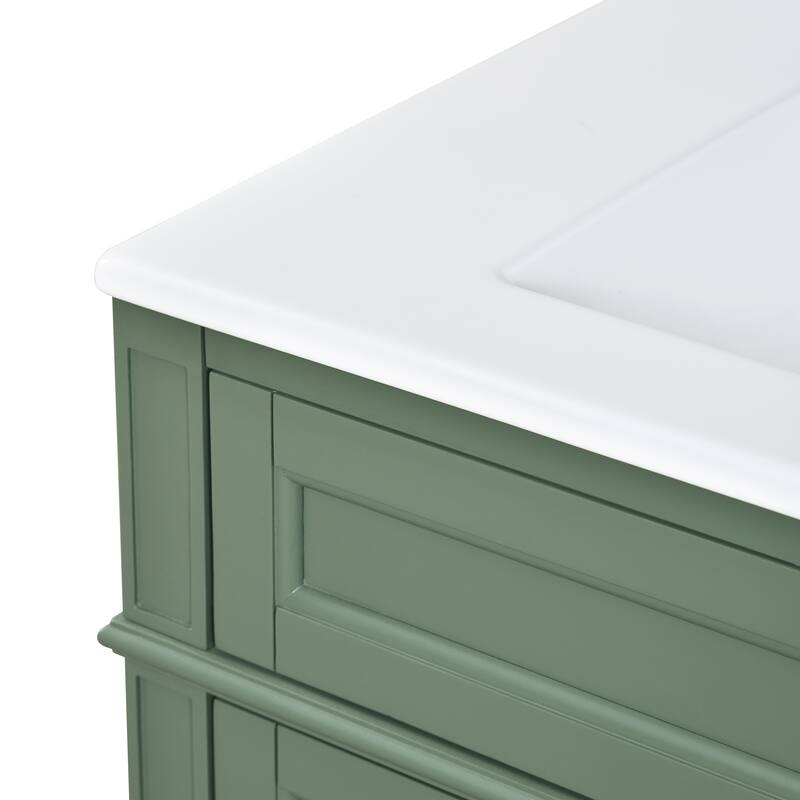 30" Bathroom Vanity Cabinet with Sink, Modern Freestanding Vanity with 2 Storage Drawers, Tip-out Drawer, and Adjustable Shelf