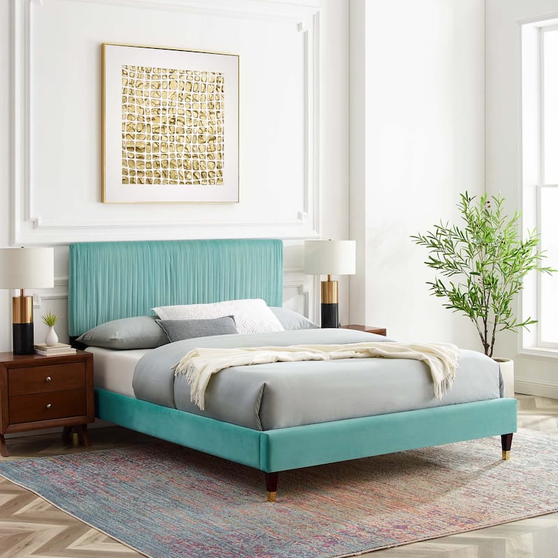 Peyton Performance Velvet Queen Platform Bed