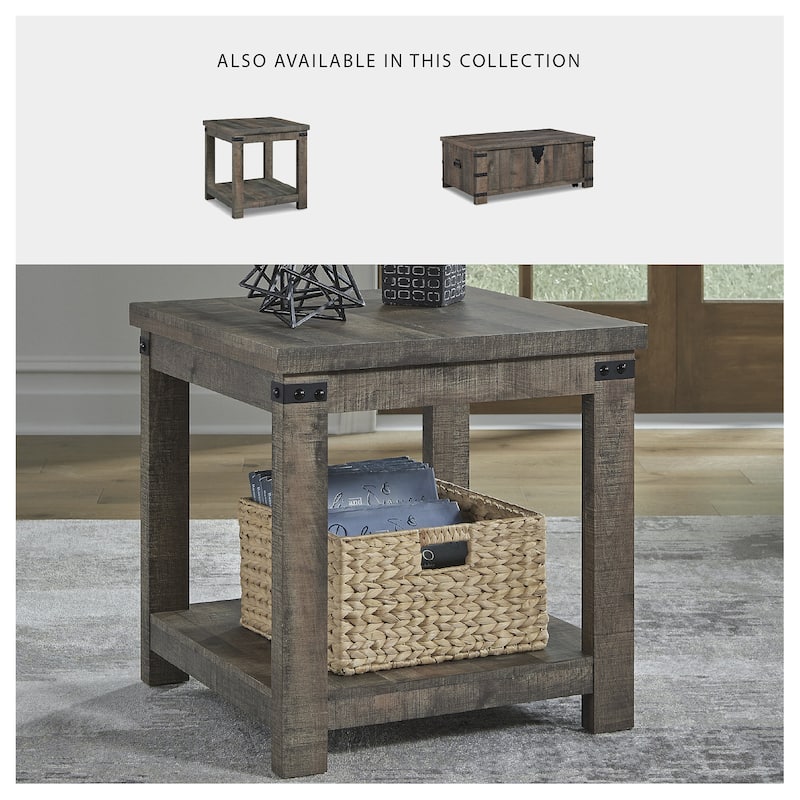 Signature Design by Ashley Hollum Rustic Brown End Table - 24"W x 24"D x 24"H