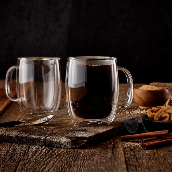 Insulated Double Wall Mug Cup Glass-Set of 4 Mugs/Cups Thermal,350ml - Bed  Bath & Beyond - 26440356