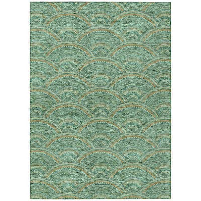 Machine Washable Indoor/ Outdoor Modern Mosaic Chantille Rug