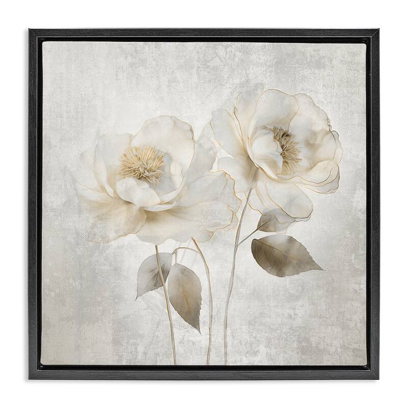 Stupell Contemporary Muted Blossoms Framed Floater Canvas Wall Art Design By Irene Weisz - 25 x 25 - Black