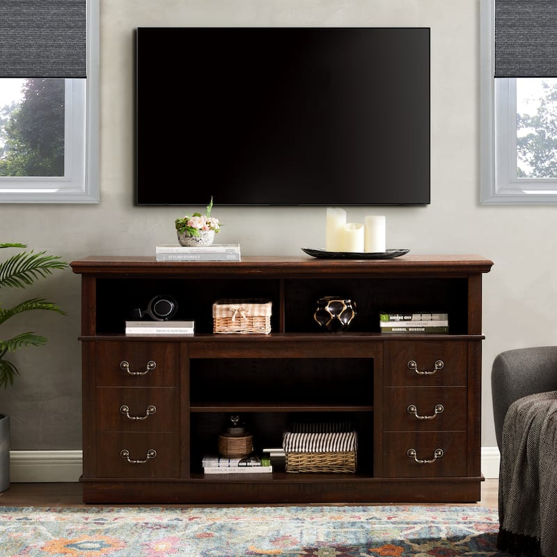 GDFStudio - Alveron 60" Wood and Metal TV Stand with Farmhouse Storage Design