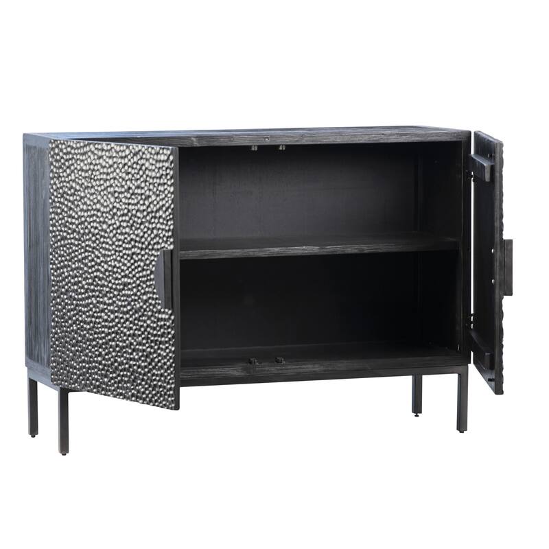 Cordilia 47-inch Black Reclaimed Pine and Iron Contemporary 2-Door Sideboard