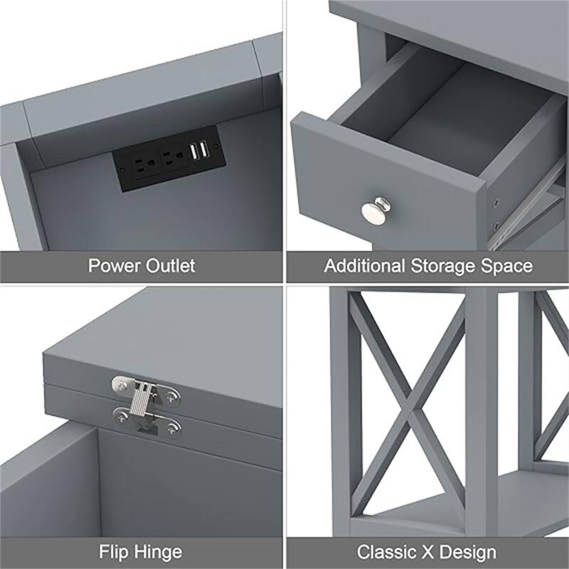 End Table with Flip Top and Charging Station