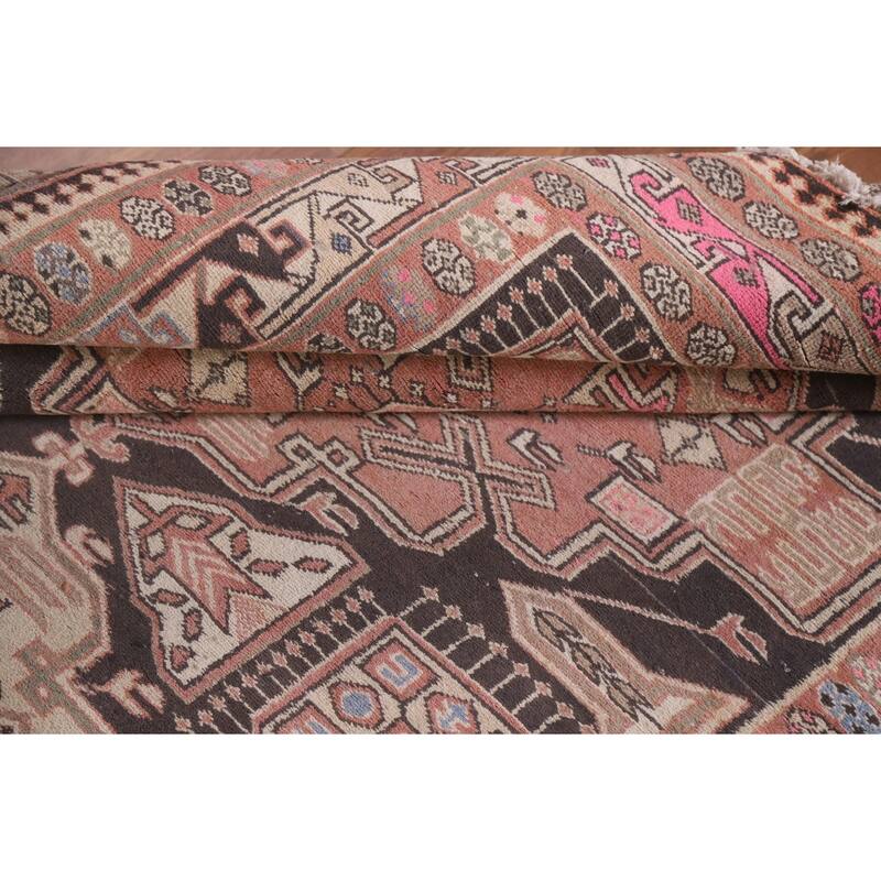 Hand Knotted Oriental 100% Wool Carpet Traditional Geometric Pink Meshkin Area Rug - 9' 4'' X 4' 11''