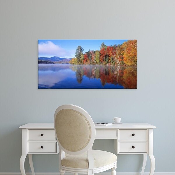 Easy Art Prints Panoramic Images's 'USA, New York, Franklin Falls Pond' Premium Canvas Art