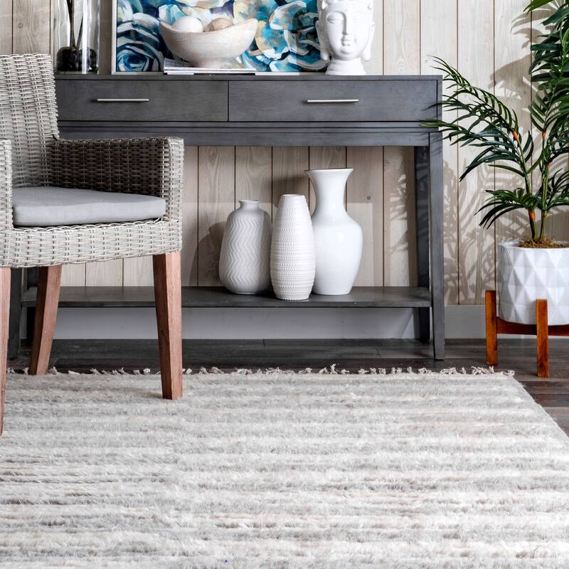 Fred Striped Shag Area Rug