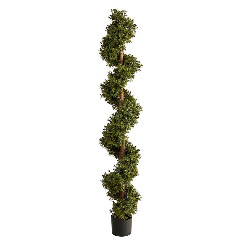 Artificial Spiral Topiary Tree - 6ft French Country Indoor Outdoor Décor - Green - 51-60 Inches