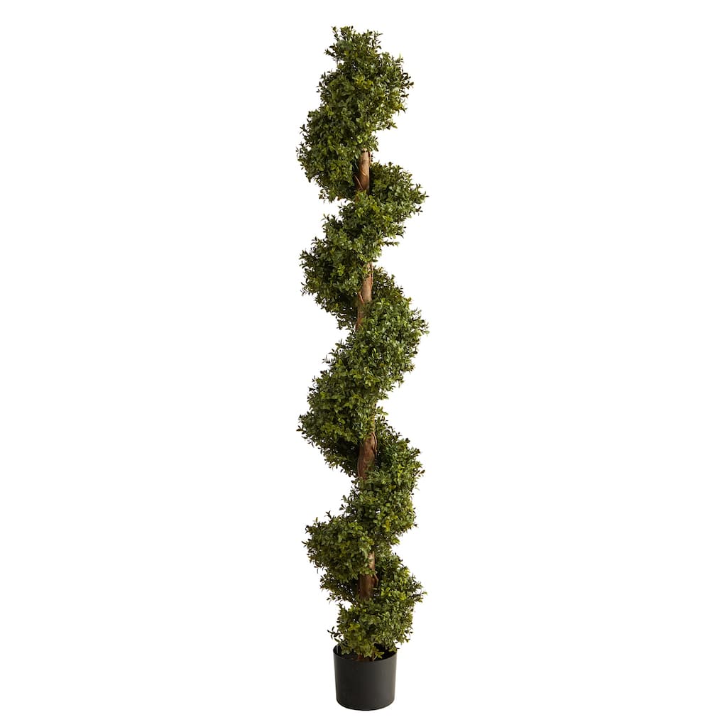 Artificial Spiral Topiary Tree - 6ft French Country Indoor Outdoor Décor - Green - 51-60 Inches
