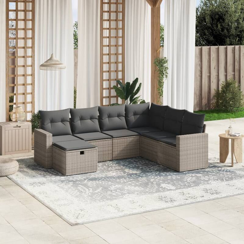 vidaXL Garden Sofa Set - Grey 7 Piece