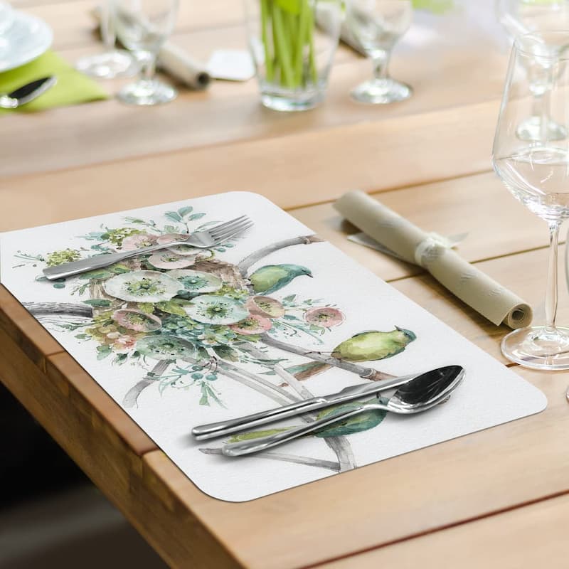 CounterArt Mint Crush, Reversible Easy Care Flexible Plastic Placemat 4 Pack Made in The USA