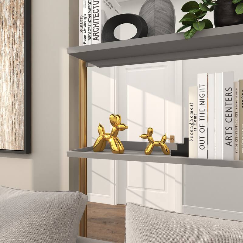 Gold Porcelain Ceramic Balloon Dog Sculpture (Set of 2) - Gold, Silver, White, Black, Multi Colored