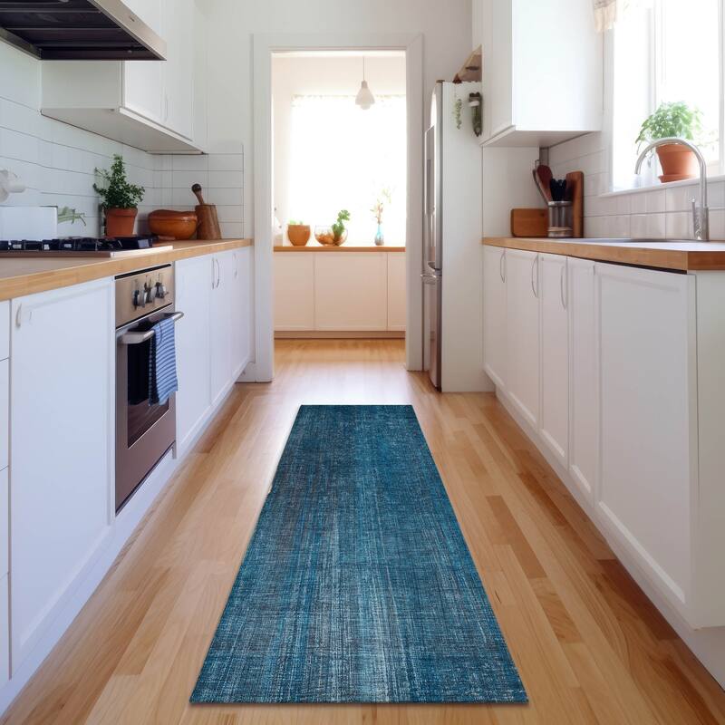 Premium Washable Super Soft Solid Abstract Mayfield Rug - Blue - 2' 3" x 7' 6" - Runner