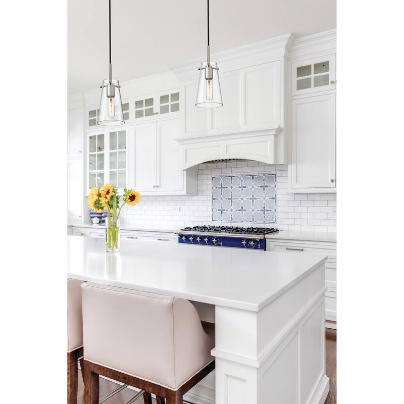 Kira by Z-Lite 1 Light Pendant in Brushed Nickel with Clear Glass Shade