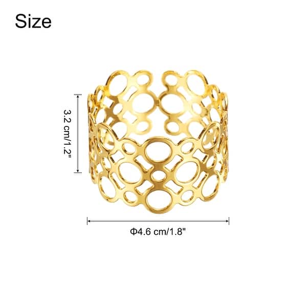 dimension image slide 1 of 5, Napkin Rings Round Metal Hollow Napkin Holder for Dinner Table