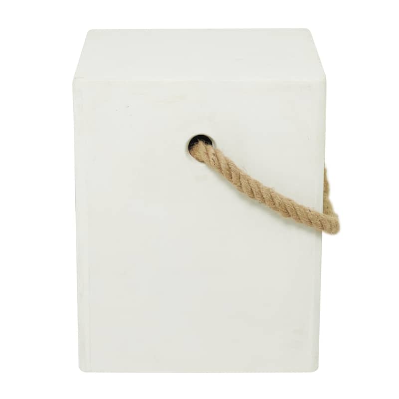 Magnesium Oxide Lightweight Outdoor Accent Table with Rope Handle - Black or White - Roche River Decor