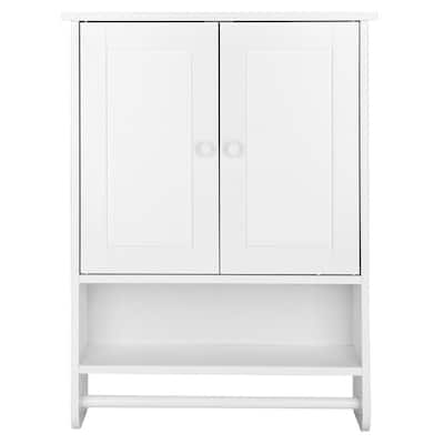 2-Doors and 1- Shelf Cottage Collection Wall Mount Bathroom Cabinet Wooden Storage Organizer