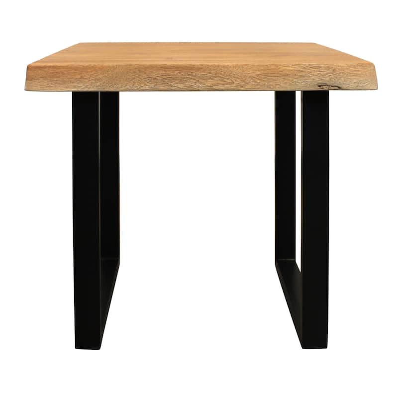 24-Inch Black and Natural Solid Wood Iron Square End Table - 24” x 24” x 24”