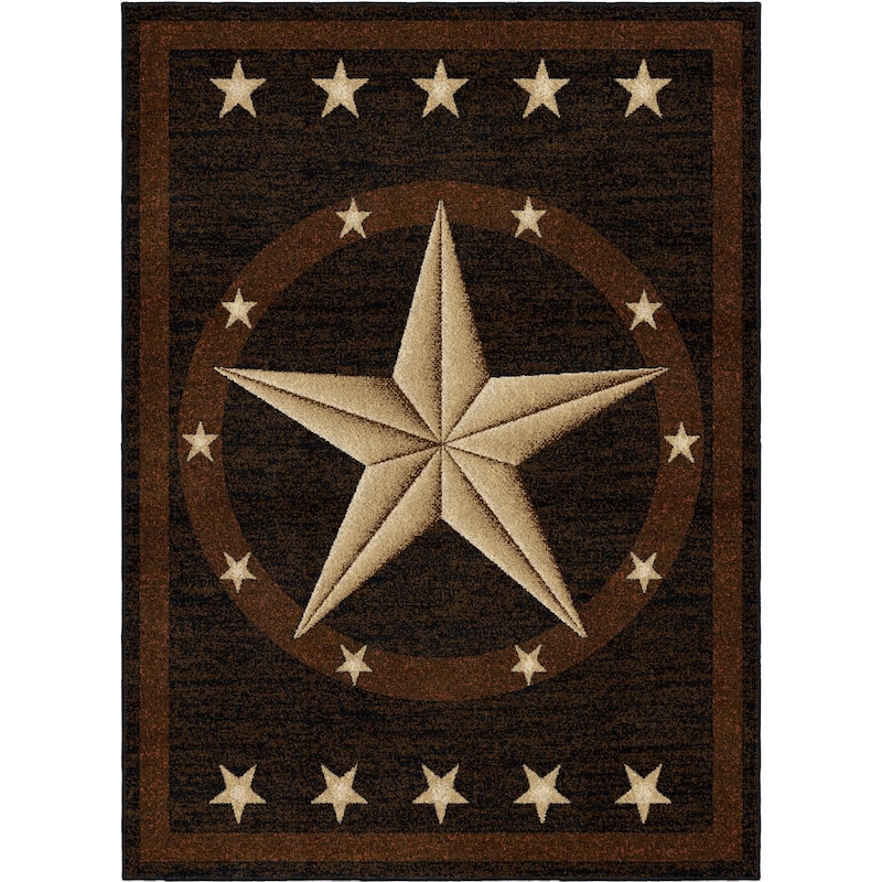 Mayberry Hearthside Western Star Lodge Area Rug - 7'10" x 9'10" - Black