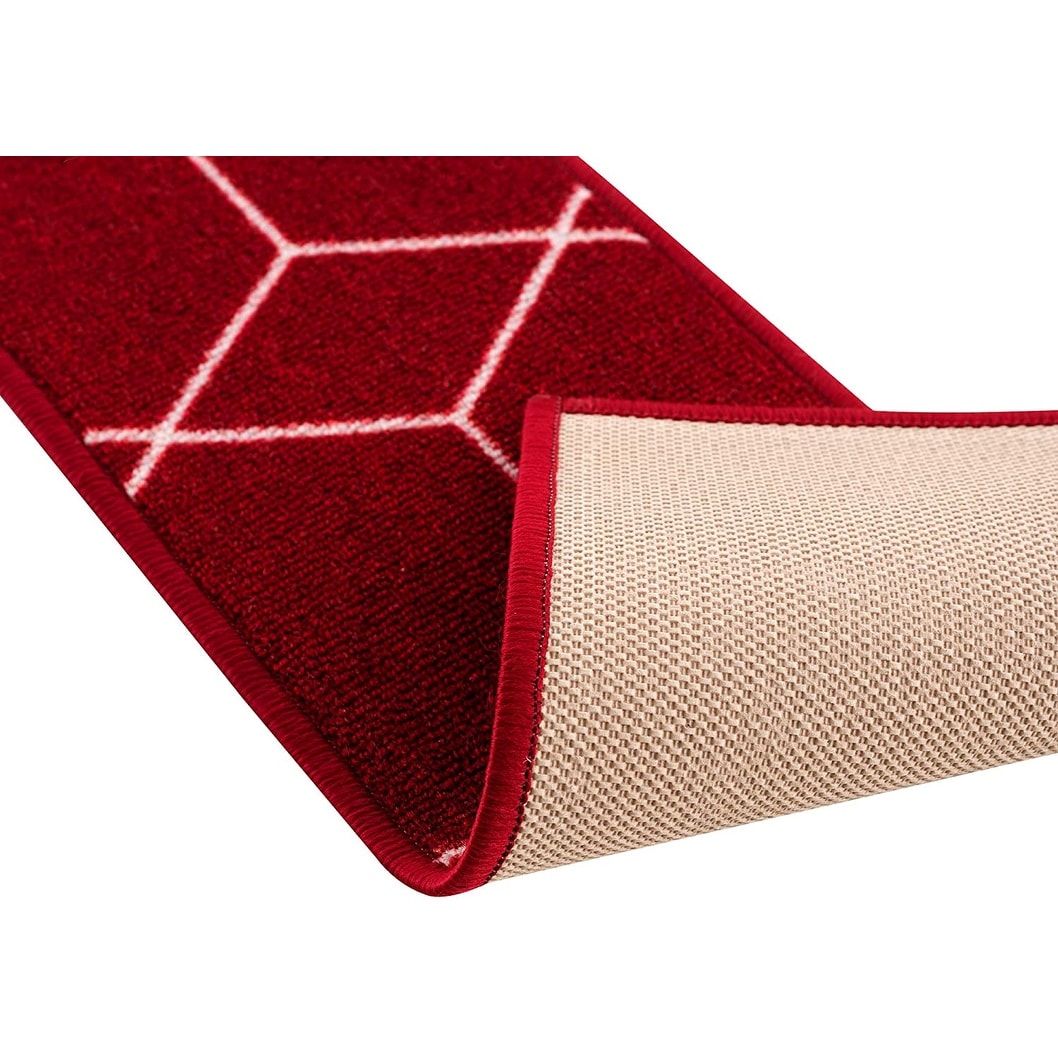 Hexagon Design Carpet Stair Treads/Mat Slip Resistant 8.5''x26.5'' 
