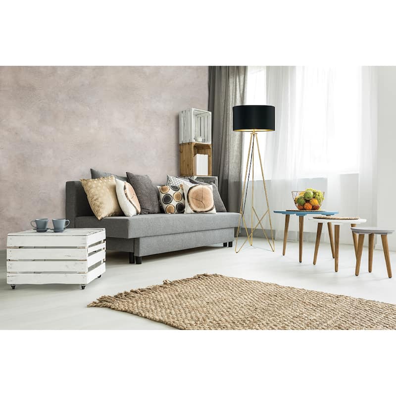 Eglo Camporale 1-Light Gold Floor Lamp with Black Exterior, Gold Interior Fabric