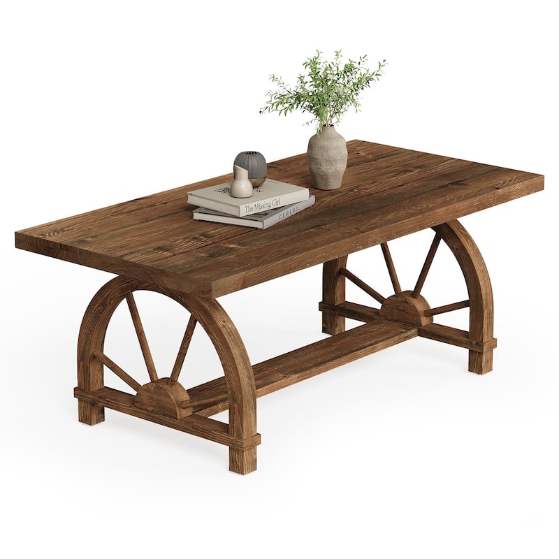 47" Solid Wood Coffee Table, Farmhouse Rectangular Center Table