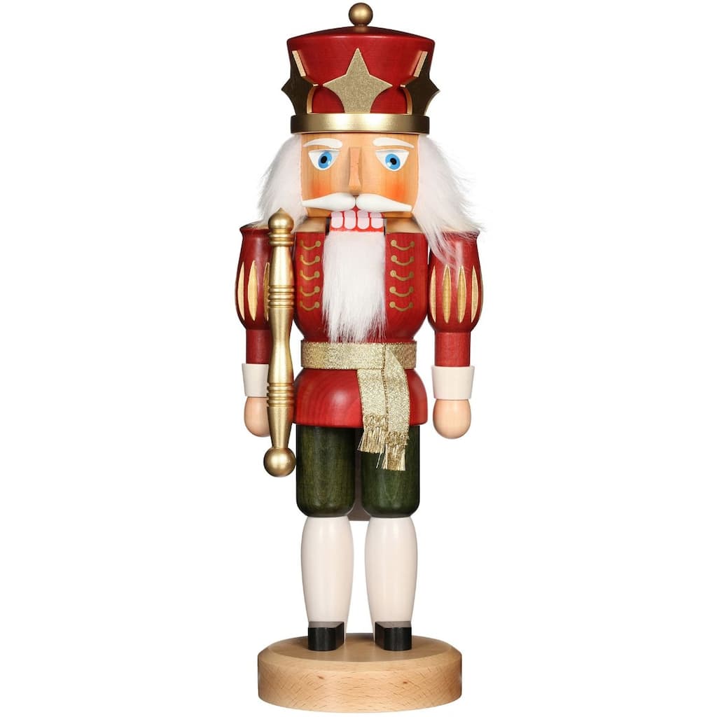 15" Free Standing handcrafted Wooden Red King Nutcracker