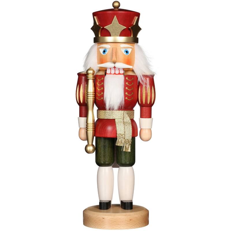 15" Free Standing handcrafted Wooden Red King Nutcracker
