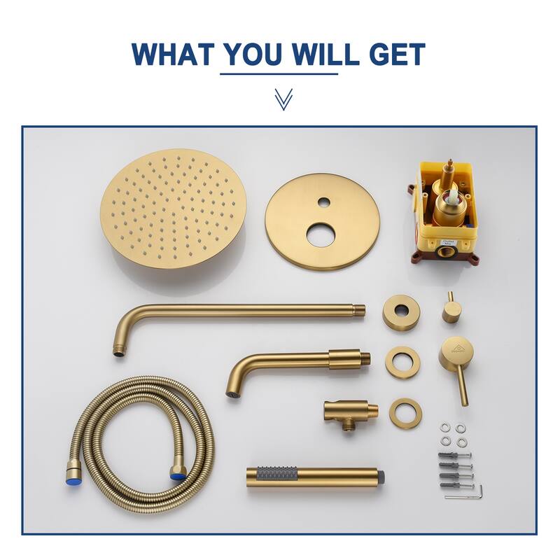 1-Spray Pattern Round 10-inch Wall Mount Shower System with Tub Faucet