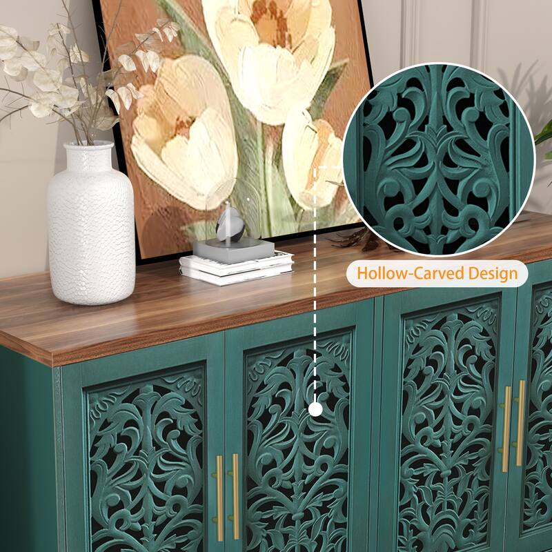 48" Hollow Carved Sideboard Buffet Cabinet