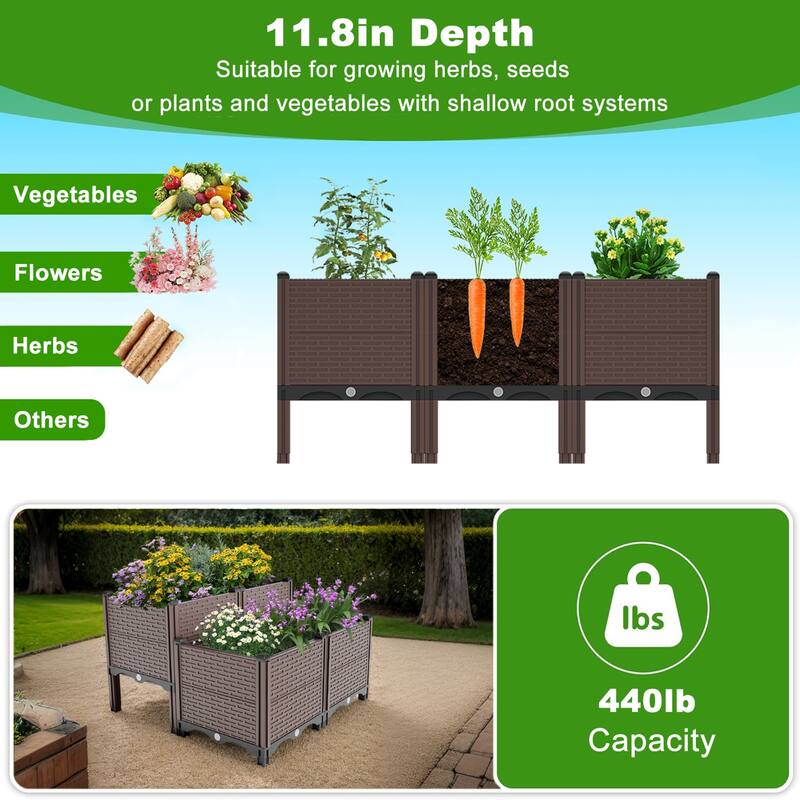 Large Capacity Raised Outdoor Garden Bed Plater Box with Drainage