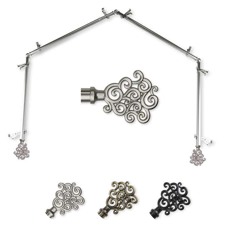 Adjustable Curtain Rods & Hardware Set - Telescoping Design 20-72 Inch - Satin Nickel Finish - M